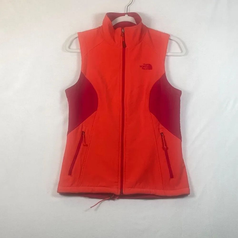The North Face Women’s Softshell Fleece-Lined Vest Small Red/Orange Zip Pockets